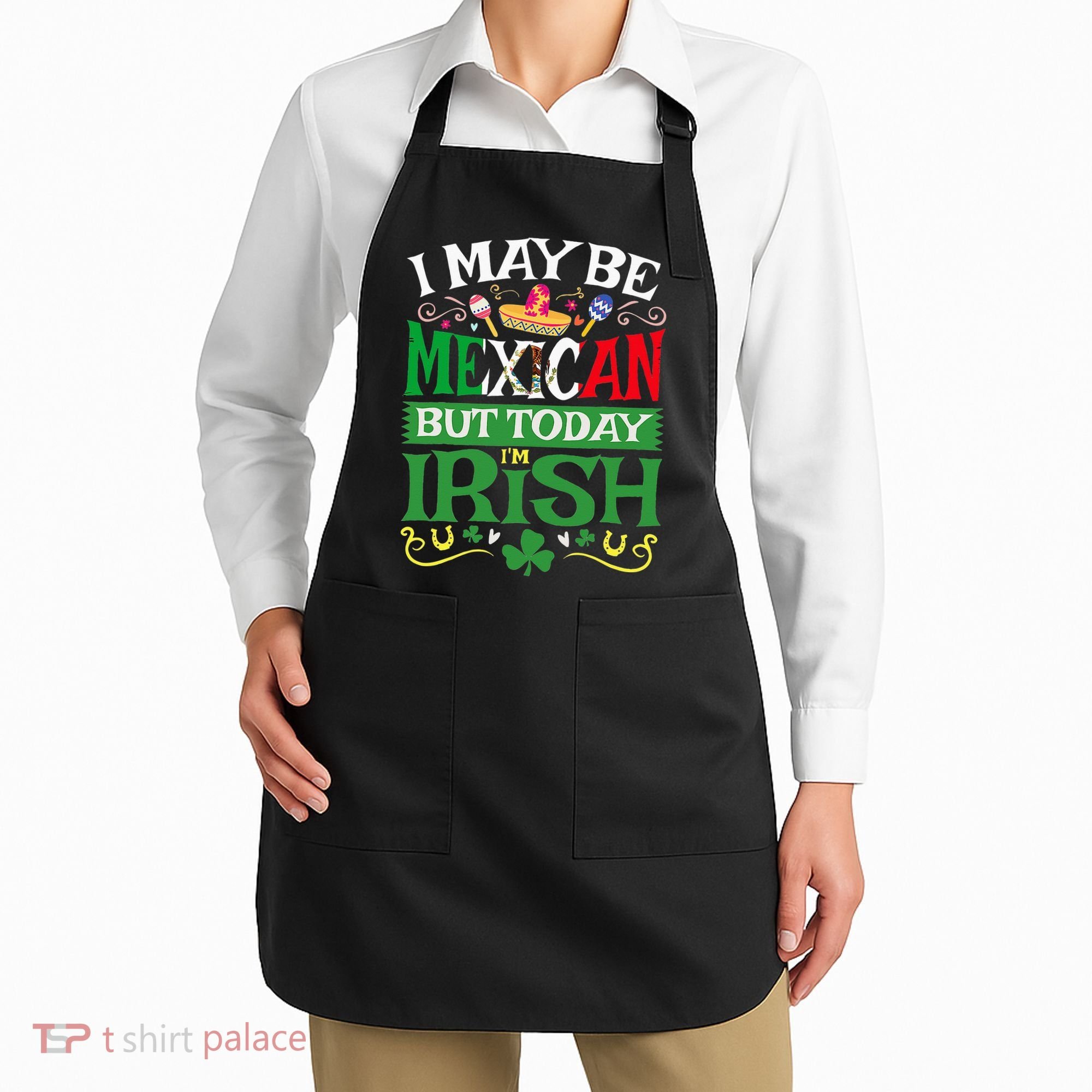 St Saint Patrick's Day Mexican Latino Beer Shamrock Apron