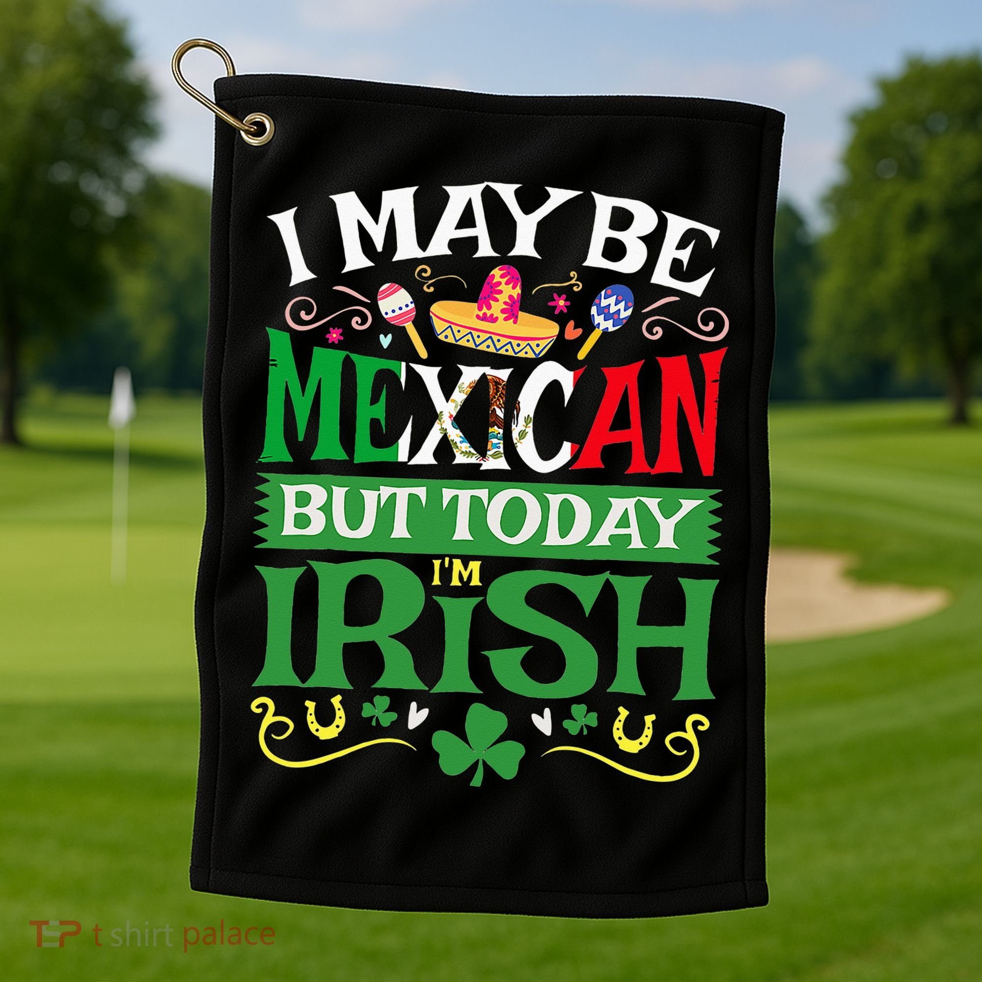 St Saint Patrick's Day Mexican Latino Beer Shamrock Golf Towel