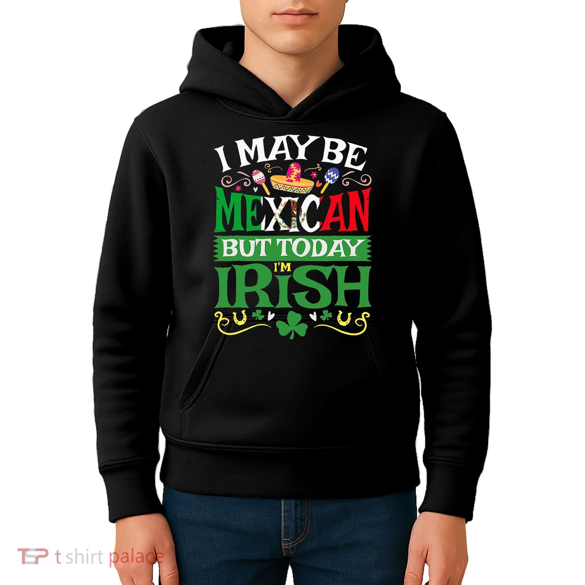 St Saint Patrick's Day Mexican Latino Beer Shamrock Kids Hoodie