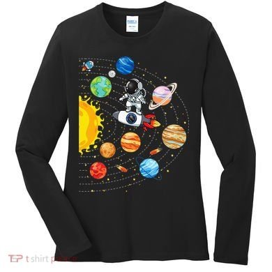 Solar System Planets Science Space Astronaut Universe Galaxy Women's Long Sleeve Shirt