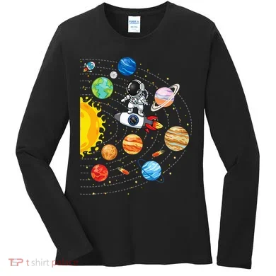 Solar System Planets Science Space Astronaut Universe Galaxy Women's Long Sleeve Shirt