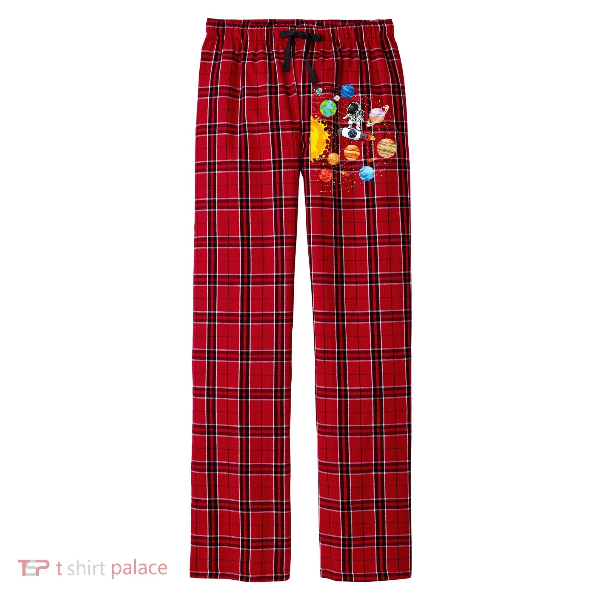 Solar System Planets Science Space Astronaut Universe Galaxy Men's Flannel Plaid Pajama Pants