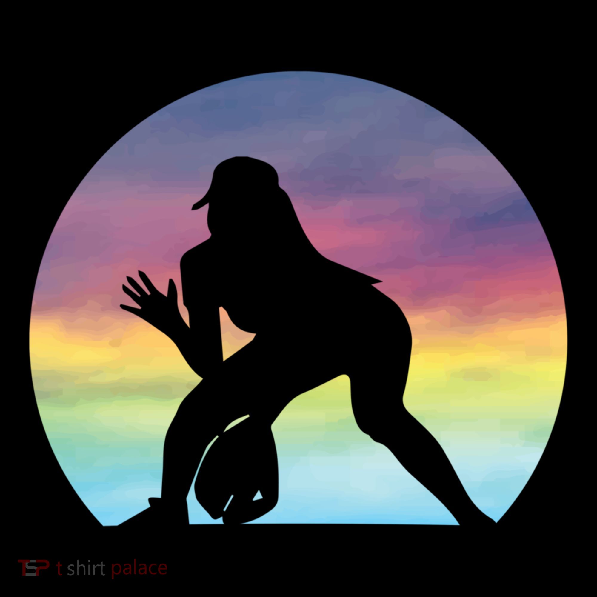 S Softball Player Silhouette Softball Lover Gift USA-Made Doggie Bandana
