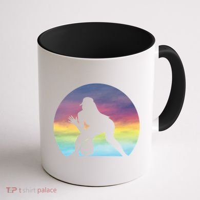 S Softball Player Silhouette Softball Lover Gift Coffee Mug back