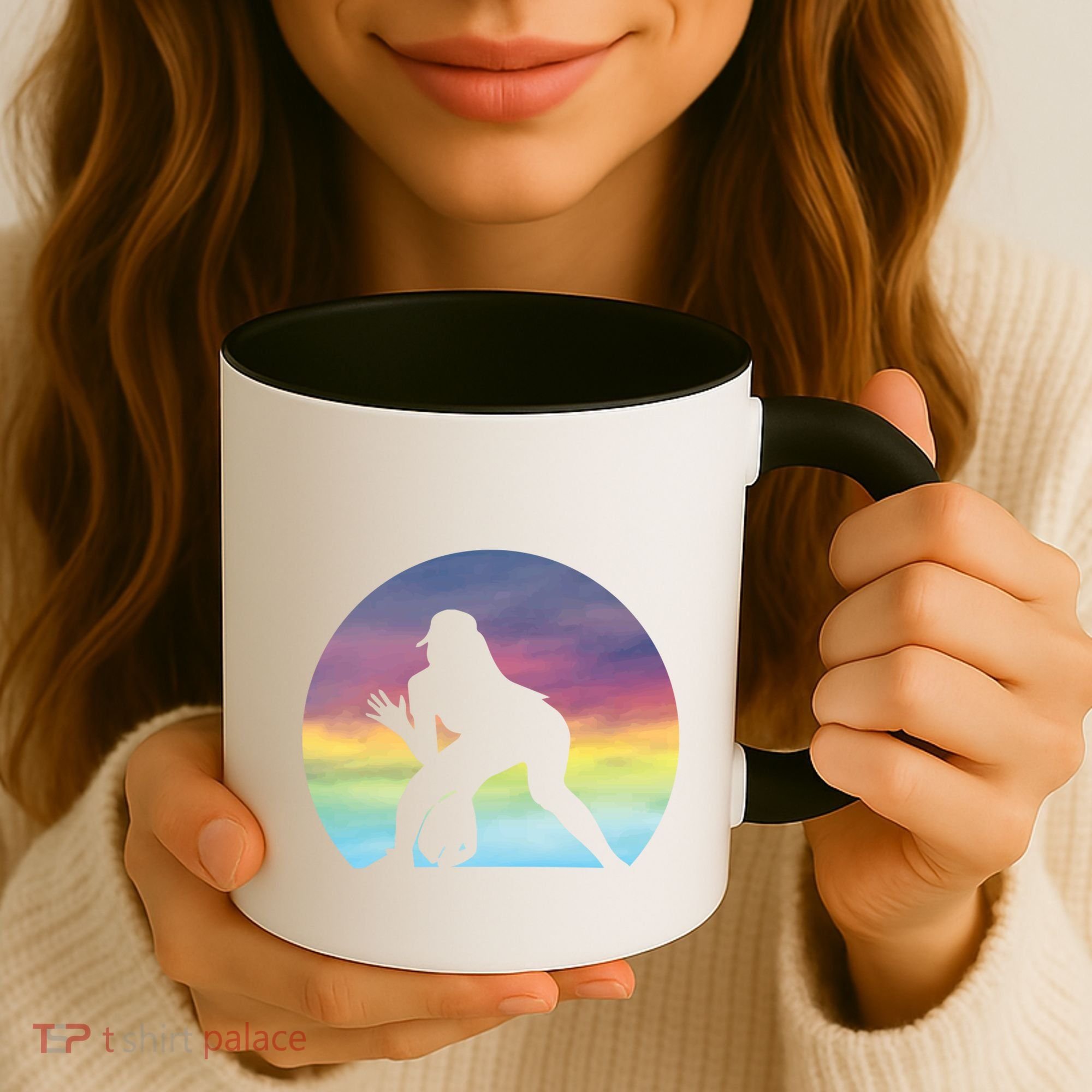 S Softball Player Silhouette Softball Lover Gift Coffee Mug