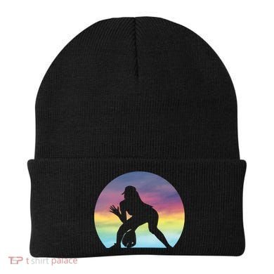 S Softball Player Silhouette Softball Lover Gift Beanie