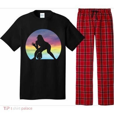 S Softball Player Silhouette Softball Lover Gift Pajama Set