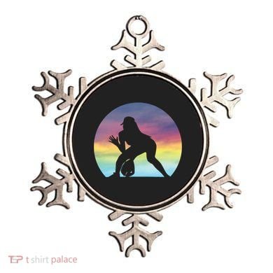 S Softball Player Silhouette Softball Lover Gift Ornament