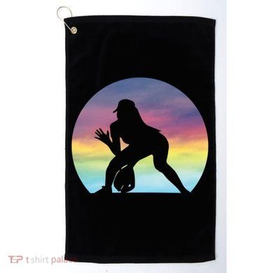 S Softball Player Silhouette Softball Lover Gift Golf Towel