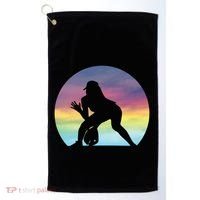 S Softball Player Silhouette Softball Lover Gift Golf Towel thumb 0