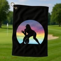 S Softball Player Silhouette Softball Lover Gift Golf Towel thumb 1