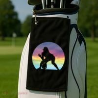 S Softball Player Silhouette Softball Lover Gift Golf Towel thumb 2