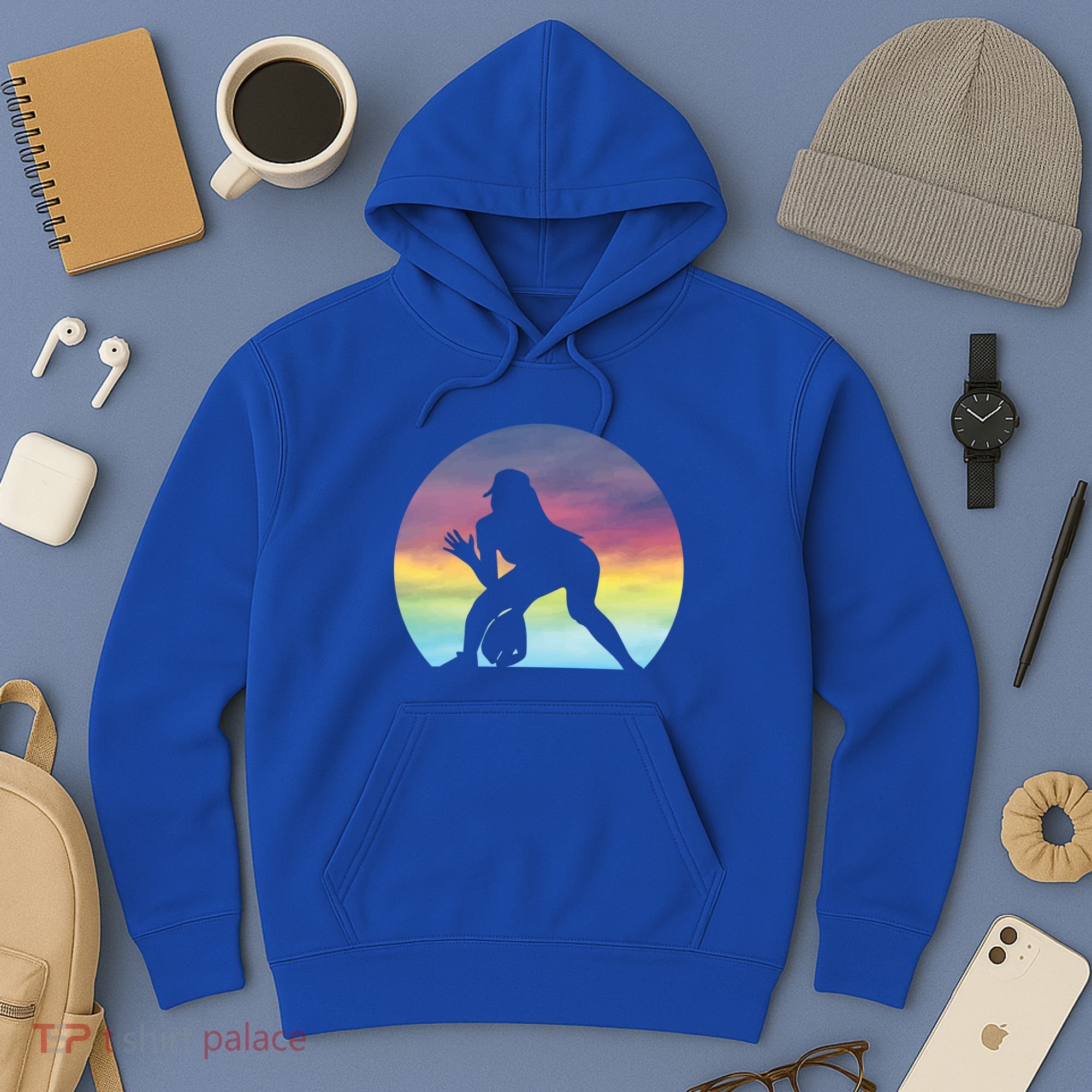 S Softball Player Silhouette Softball Lover Gift Hoodie
