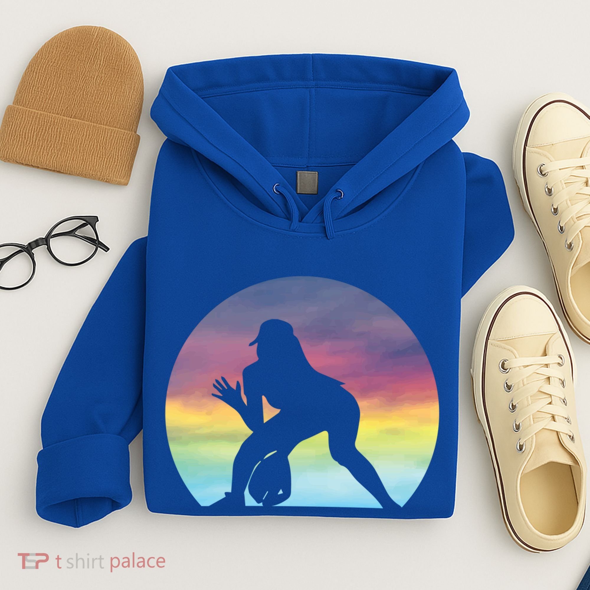 S Softball Player Silhouette Softball Lover Gift Hoodie
