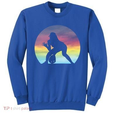 S Softball Player Silhouette Softball Lover Gift Sweatshirt