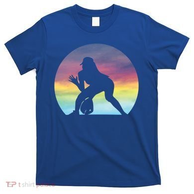 S Softball Player Silhouette Softball Lover Gift T-Shirt
