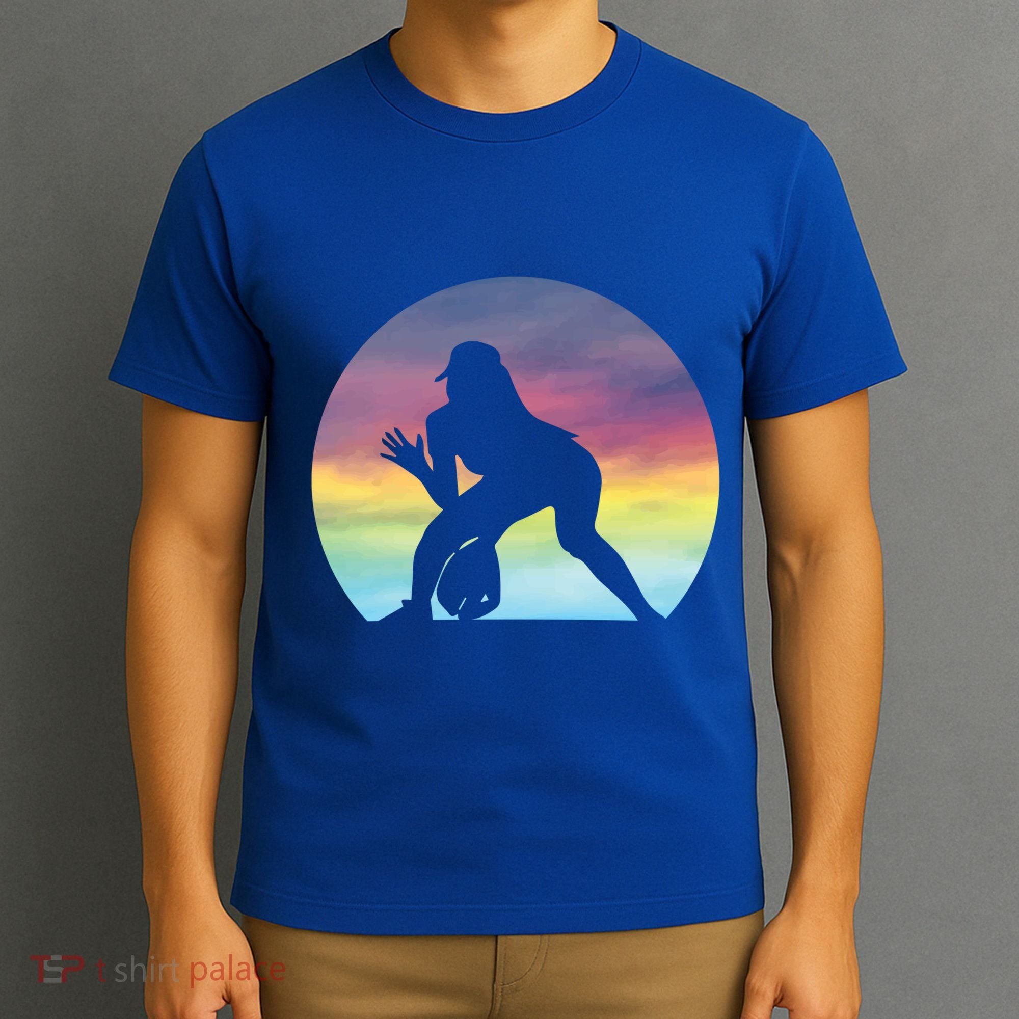 S Softball Player Silhouette Softball Lover Gift T-Shirt