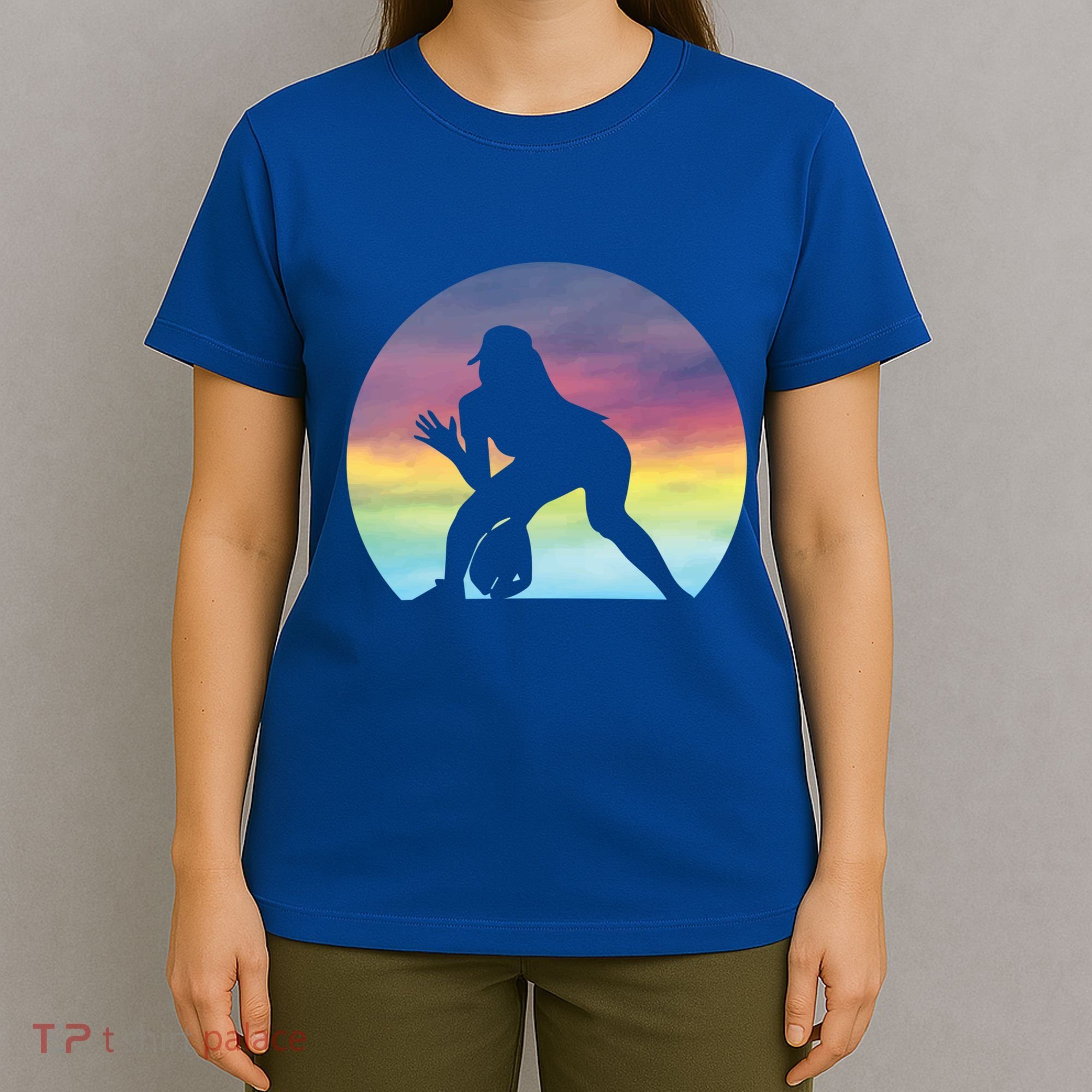 S Softball Player Silhouette Softball Lover Gift T-Shirt