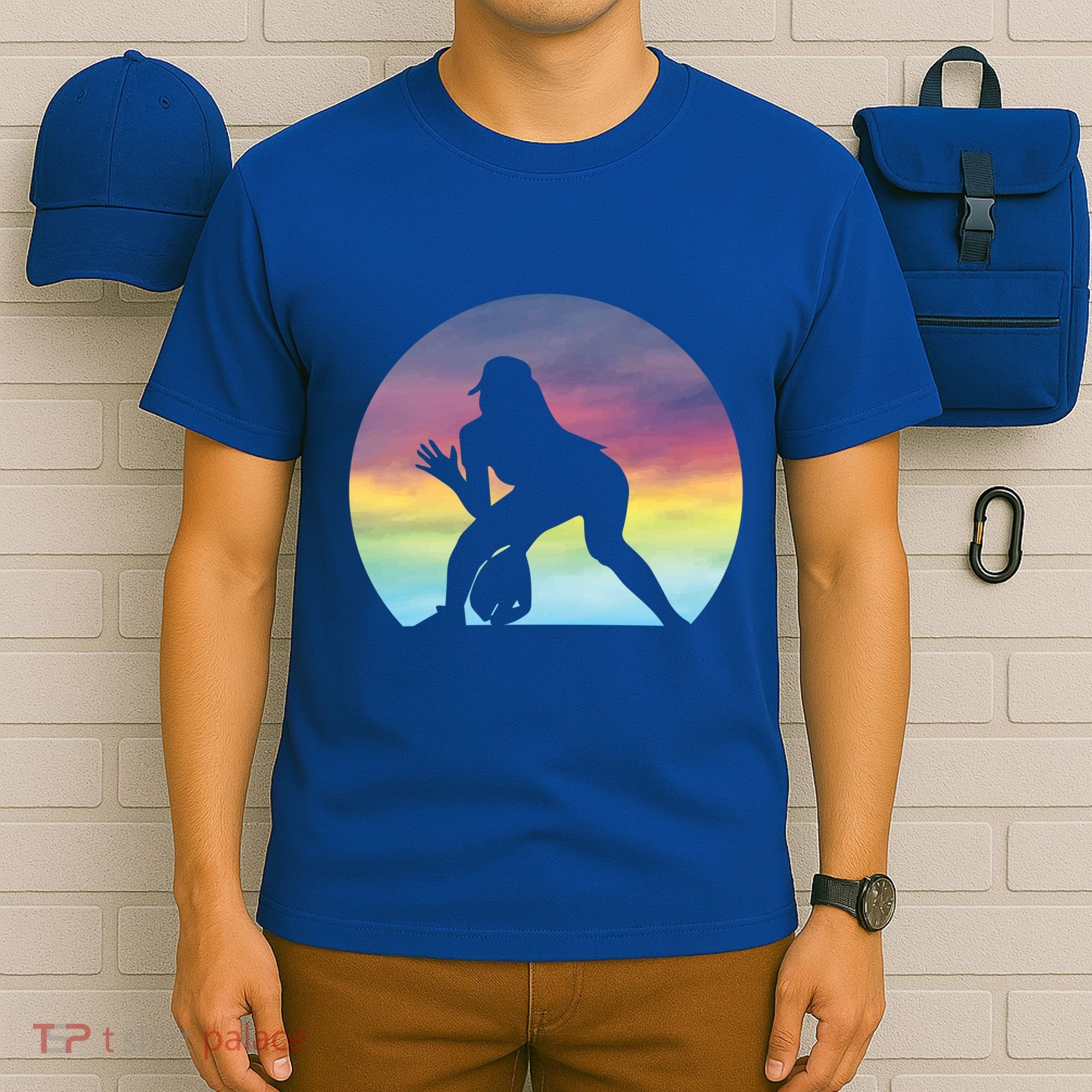 S Softball Player Silhouette Softball Lover Gift T-Shirt