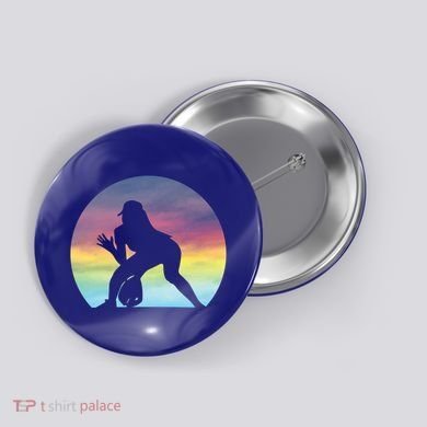 S Softball Player Silhouette Softball Lover Gift Button