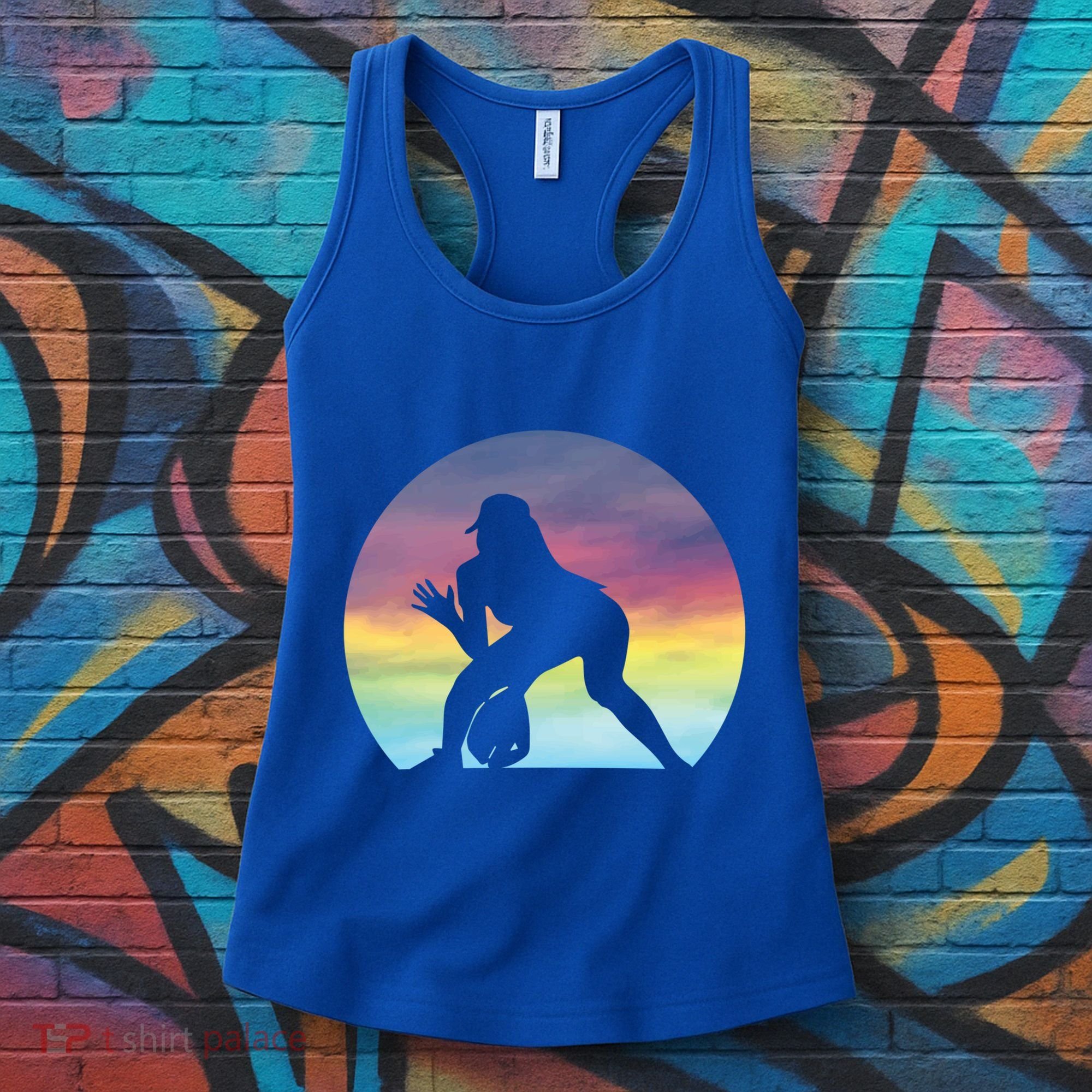 S Softball Player Silhouette Softball Lover Gift Women's Tank Top