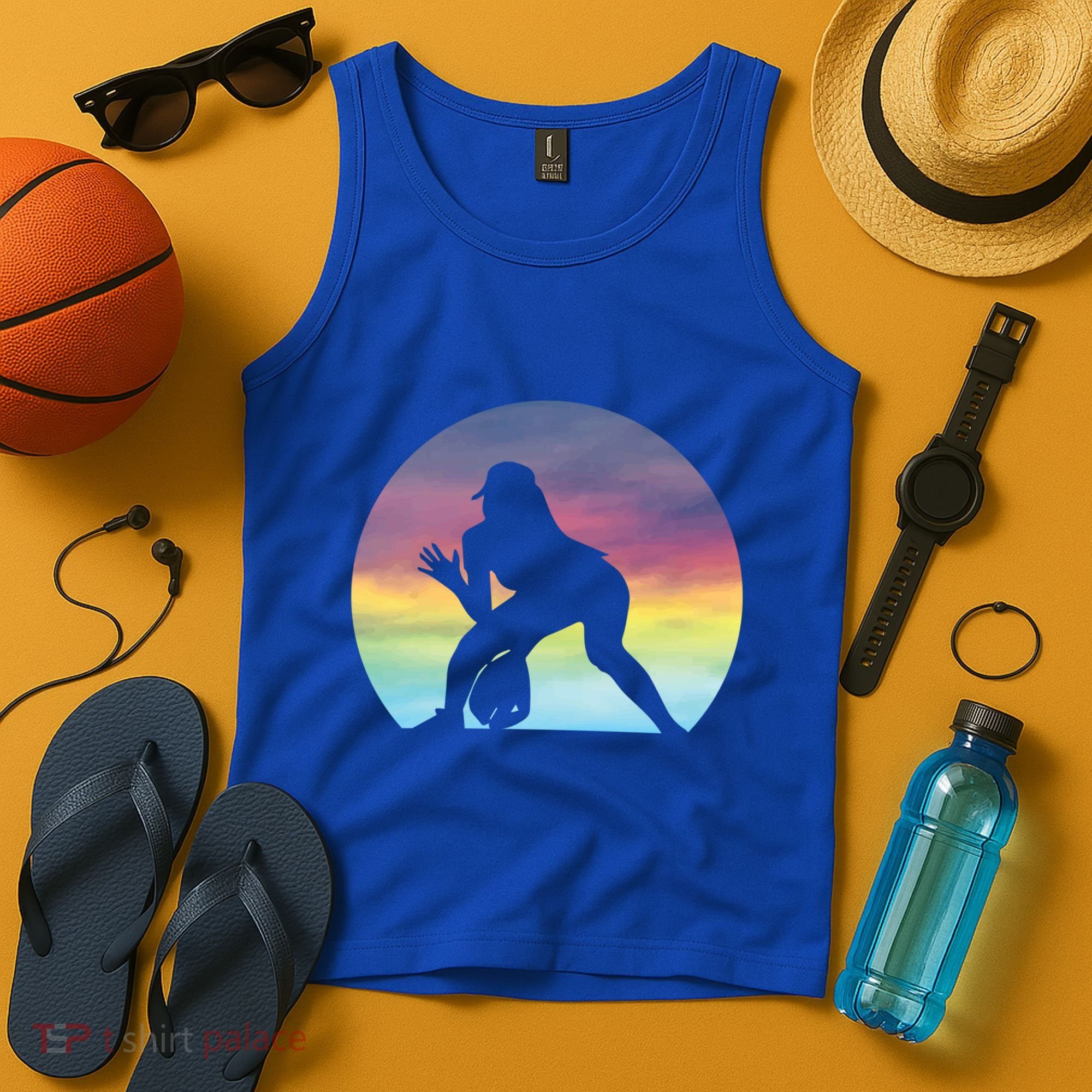 S Softball Player Silhouette Softball Lover Gift Tank Top