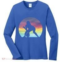 S Softball Player Silhouette Softball Lover Gift Women's Long Sleeve Shirt thumb 0