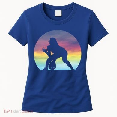 S Softball Player Silhouette Softball Lover Gift Women's T-Shirt