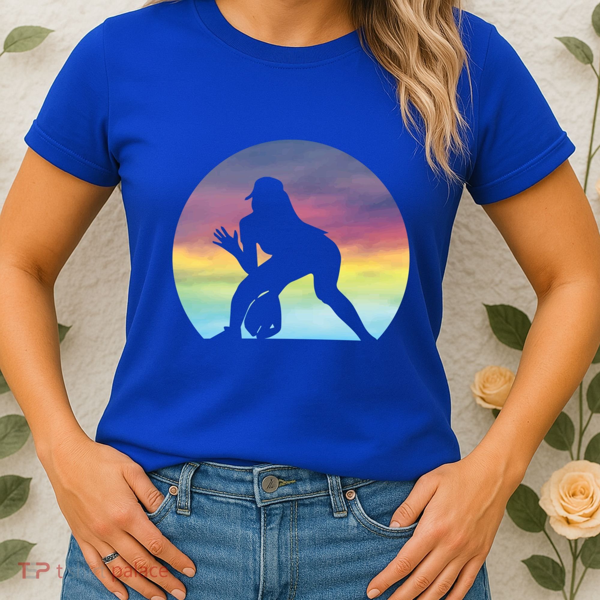S Softball Player Silhouette Softball Lover Gift Women's T-Shirt