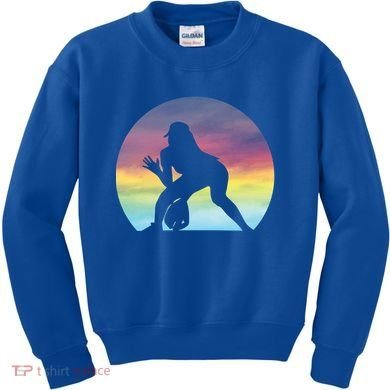S Softball Player Silhouette Softball Lover Gift Kids Sweatshirt