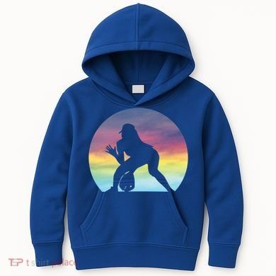 S Softball Player Silhouette Softball Lover Gift Kids Hoodie