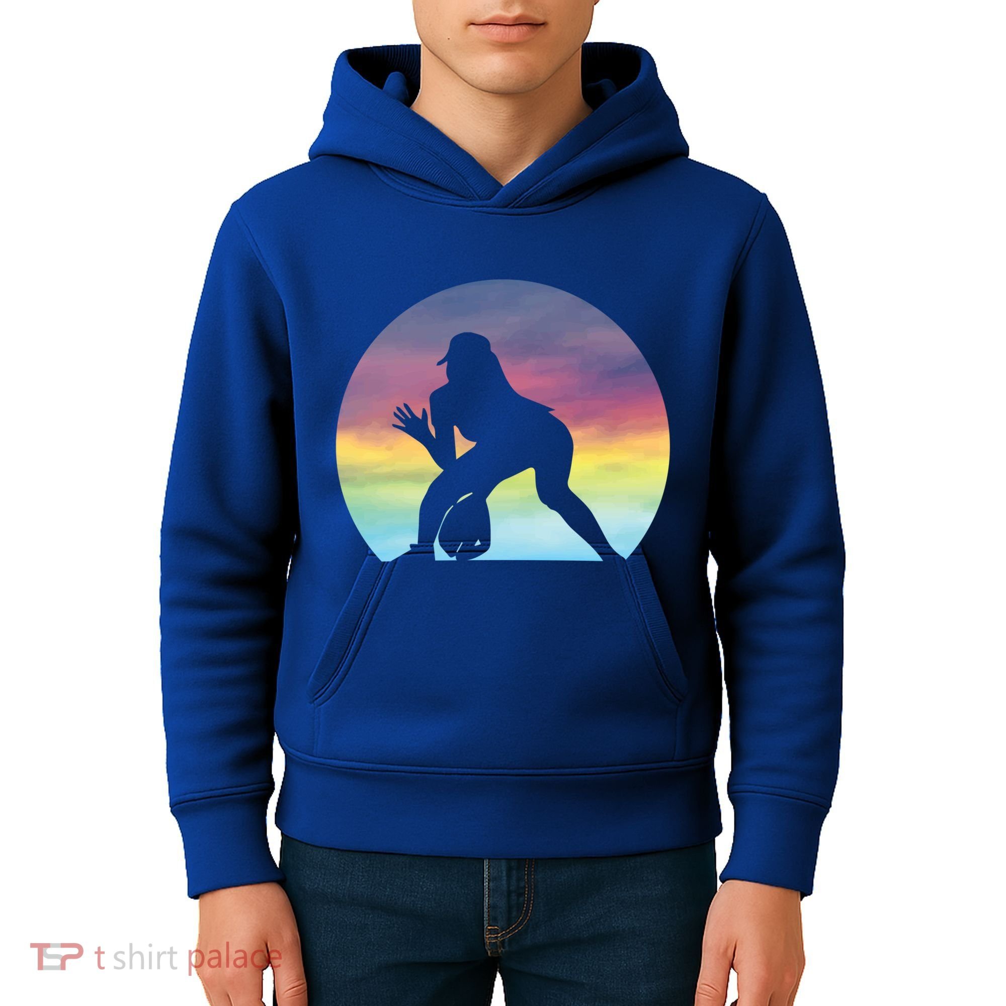 S Softball Player Silhouette Softball Lover Gift Kids Hoodie