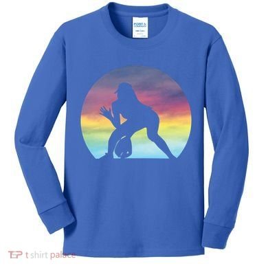 S Softball Player Silhouette Softball Lover Gift Kids Long Sleeve Shirt