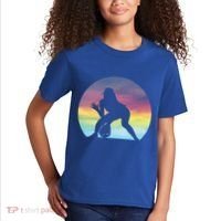 S Softball Player Silhouette Softball Lover Gift Kids T-Shirt thumb 2