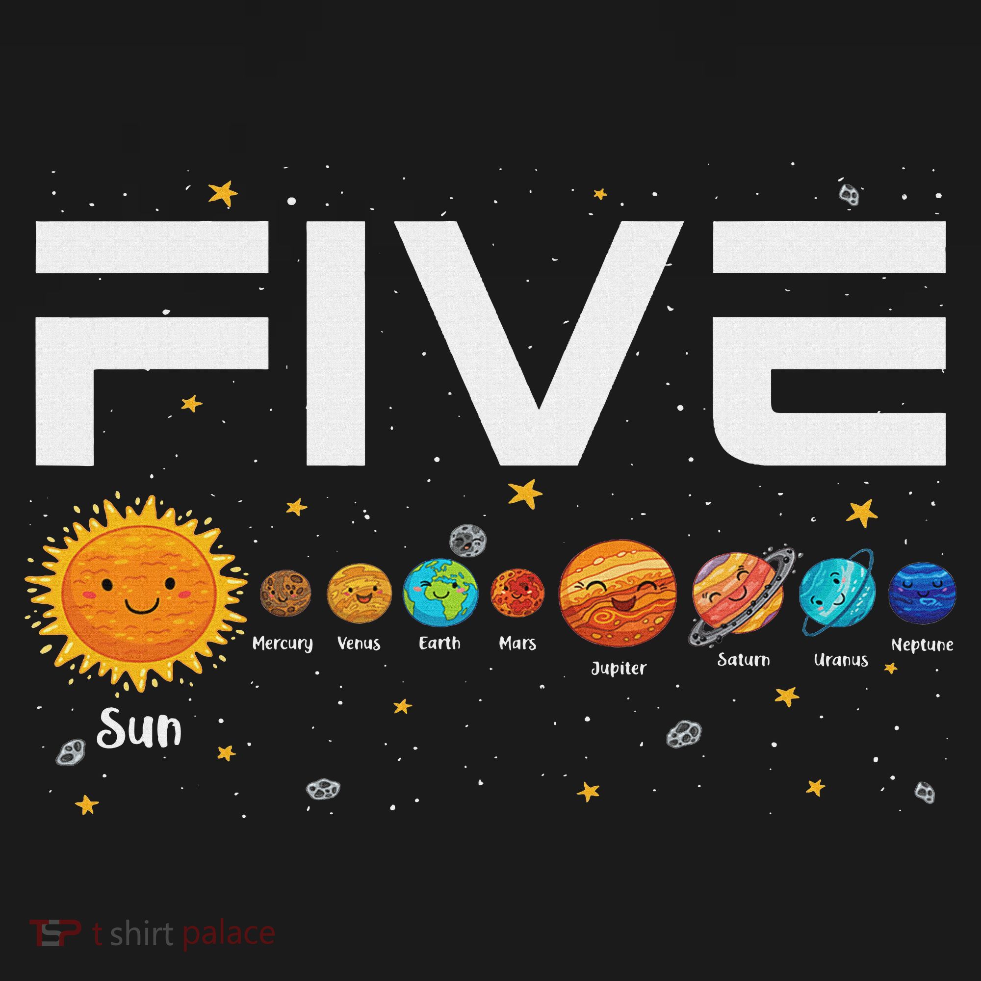 Solar System Planets Five 5 Years Old 5th Birthday Girl Boy Button