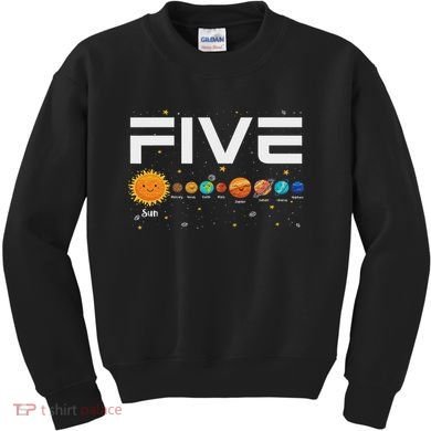 Solar System Planets Five 5 Years Old 5th Birthday Girl Boy Kids Sweatshirt