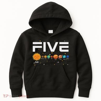 Solar System Planets Five 5 Years Old 5th Birthday Girl Boy Kids Hoodie