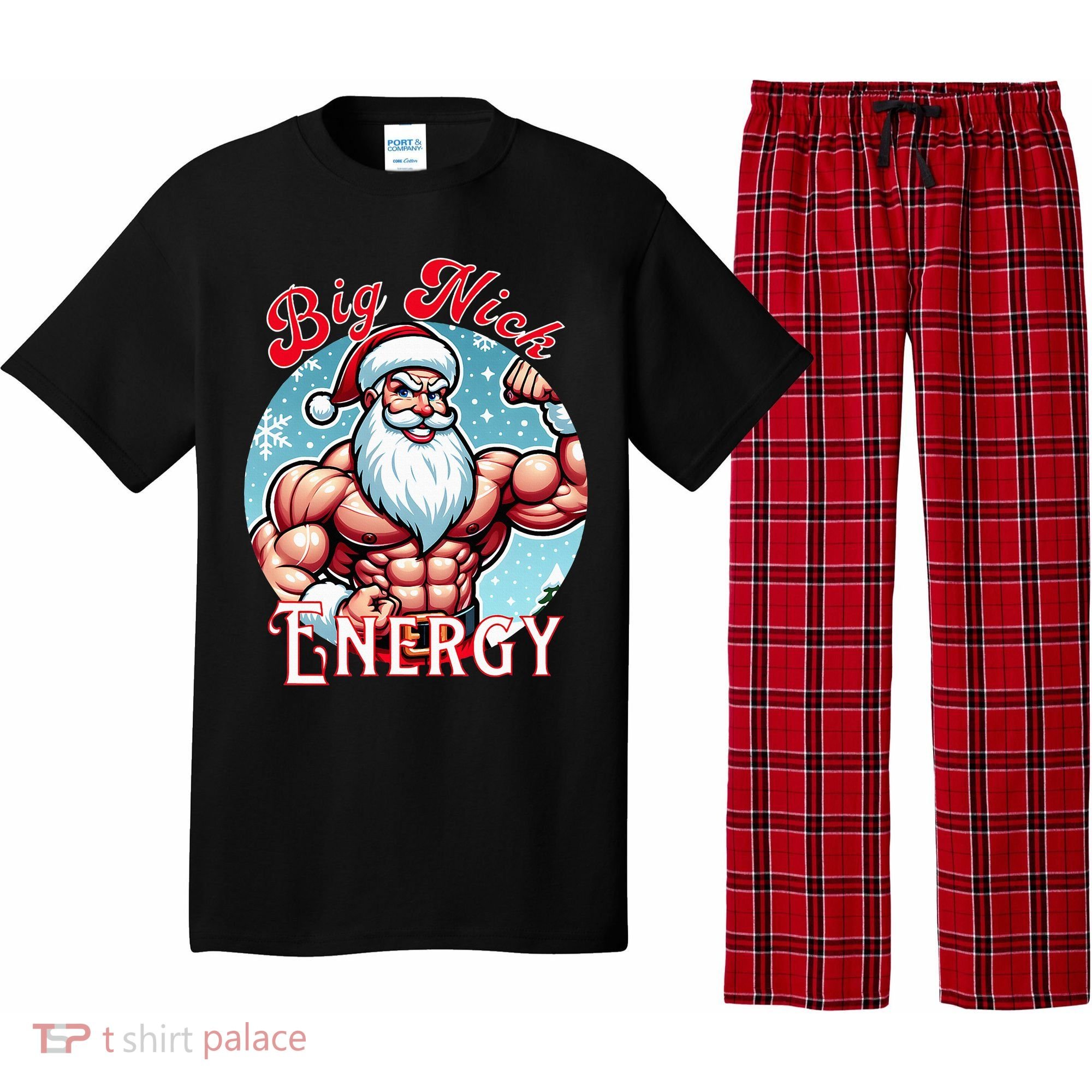 SantaS Swole Patrol Big Nick Energy Fun Christmas Pajama Set