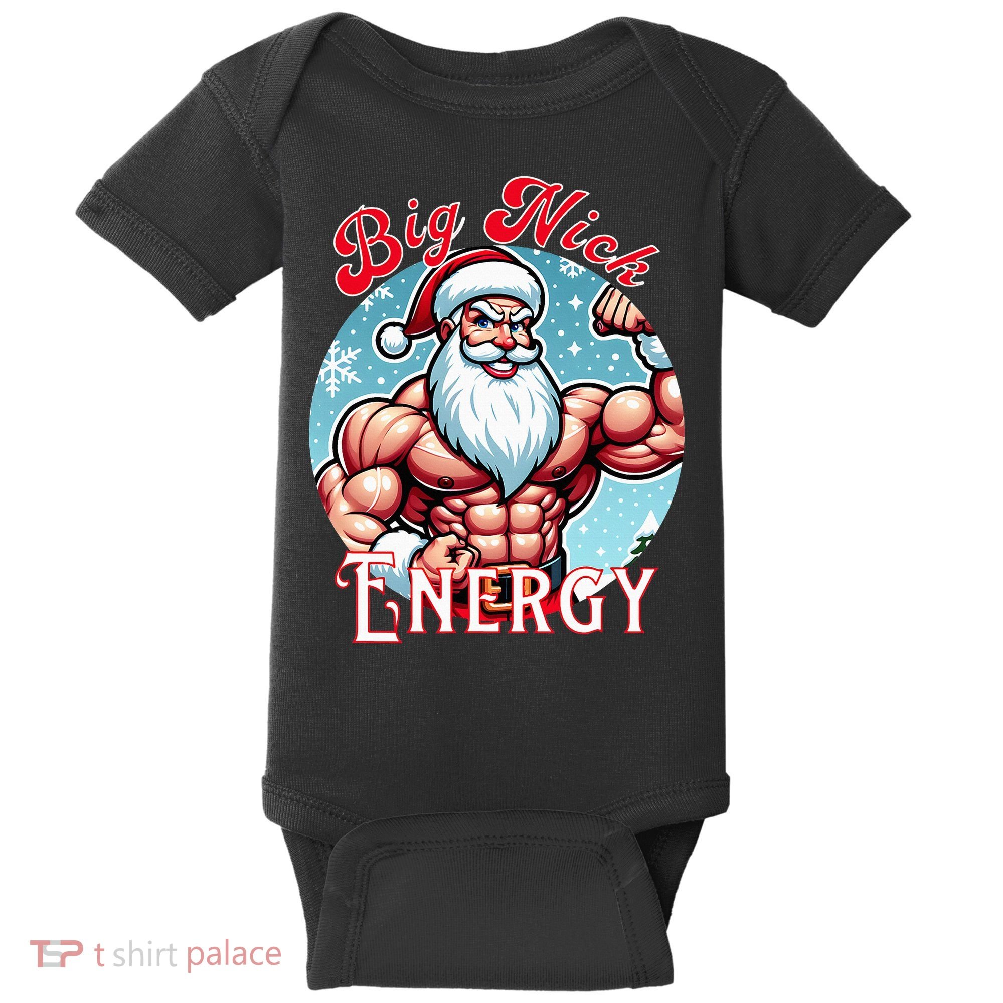 SantaS Swole Patrol Big Nick Energy Fun Christmas Baby Bodysuit