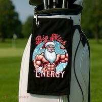 SantaS Swole Patrol Big Nick Energy Fun Christmas Golf Towel thumb 2