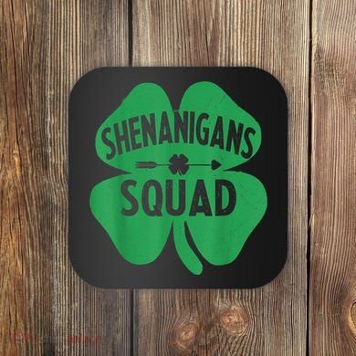 Shenanigans Squad Proud Irish St Patricks Day Green Shamrock Coaster