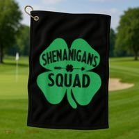 Shenanigans Squad Proud Irish St Patricks Day Green Shamrock Golf Towel thumb 1