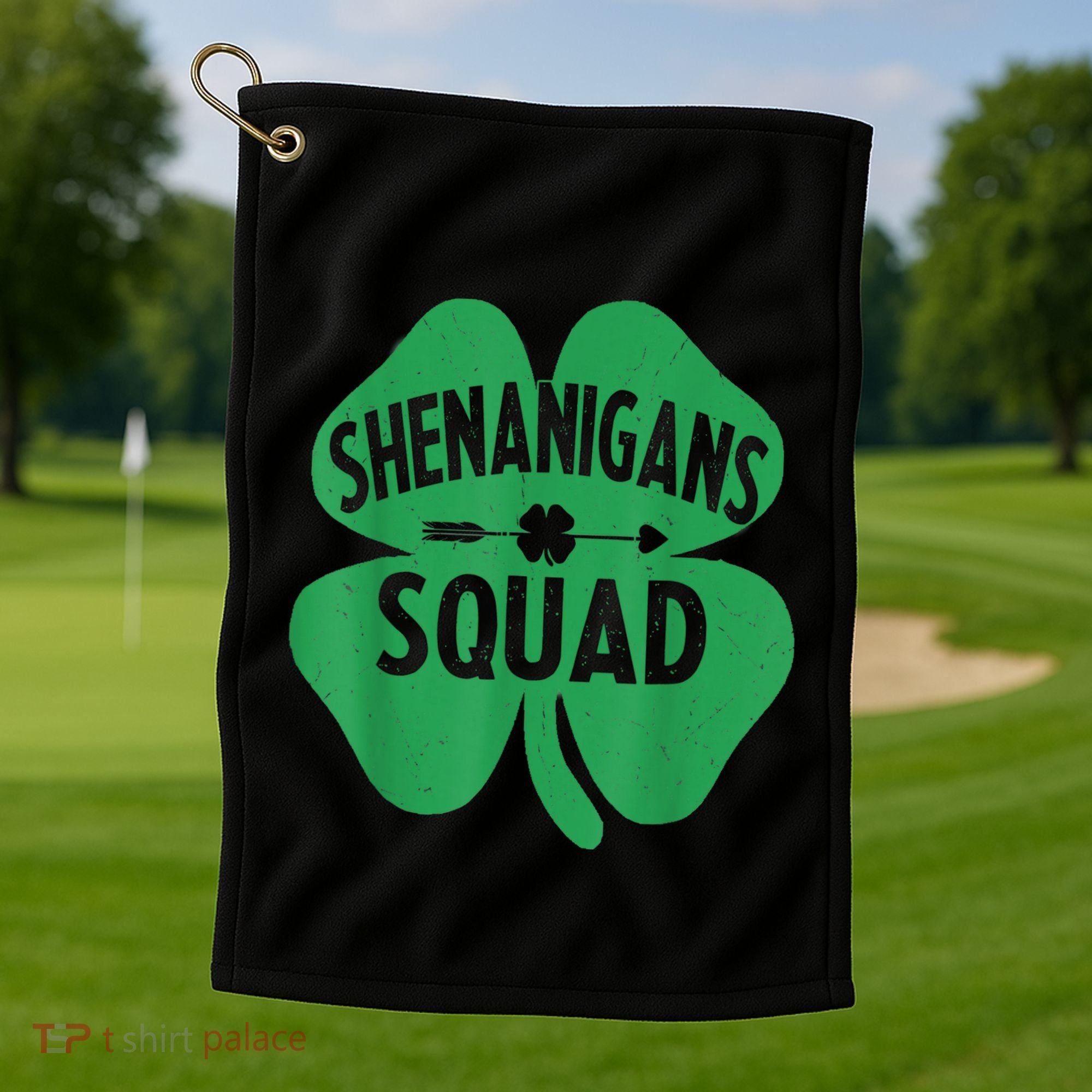 Shenanigans Squad Proud Irish St Patricks Day Green Shamrock Golf Towel
