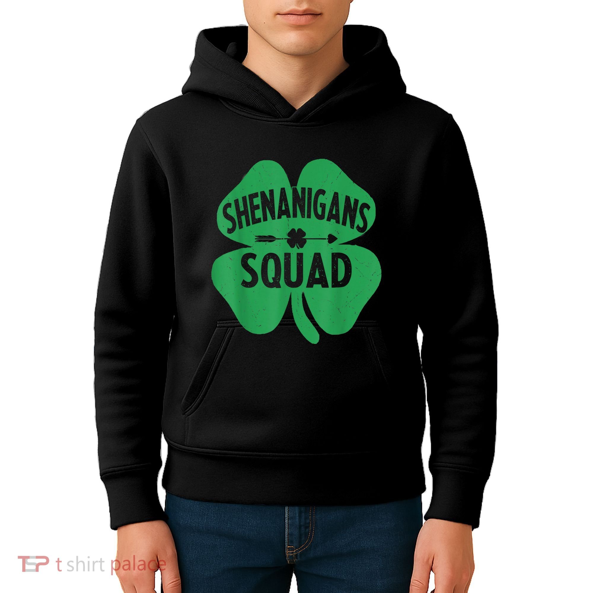 Shenanigans Squad Proud Irish St Patricks Day Green Shamrock Kids Hoodie