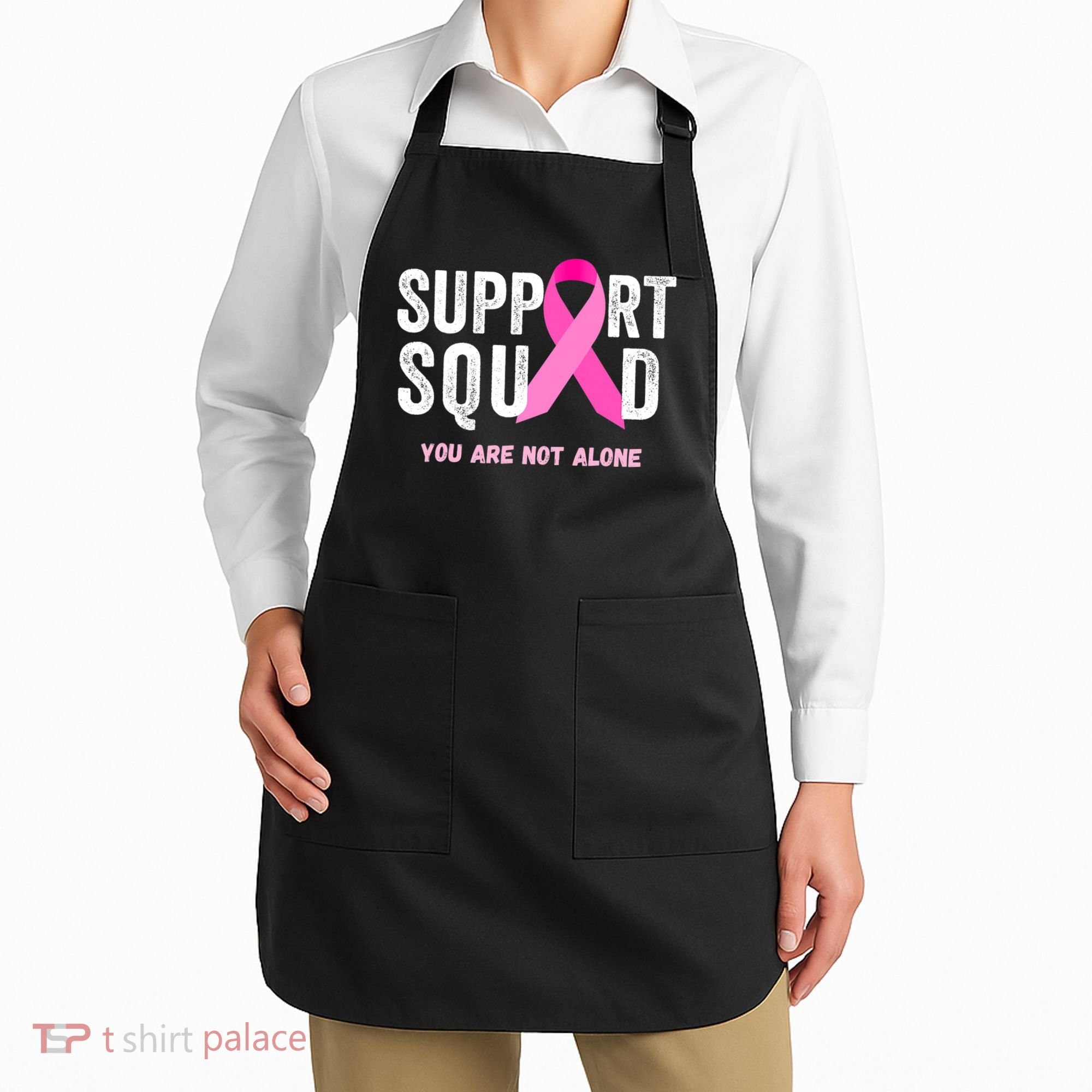 Support Squad Pink Ribbon Breast Cancer Awareness Apron