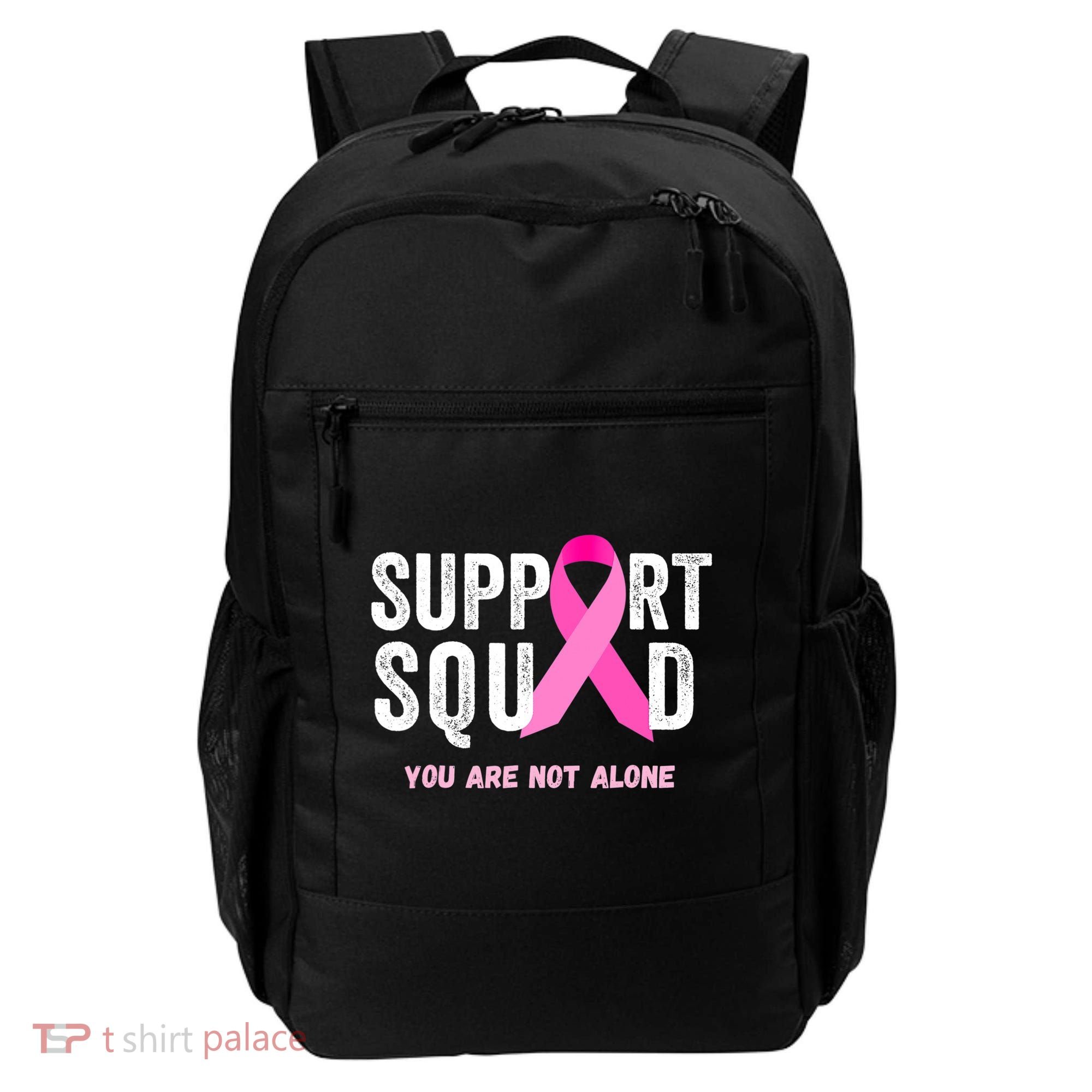 Support Squad Pink Ribbon Breast Cancer Awareness Backpack