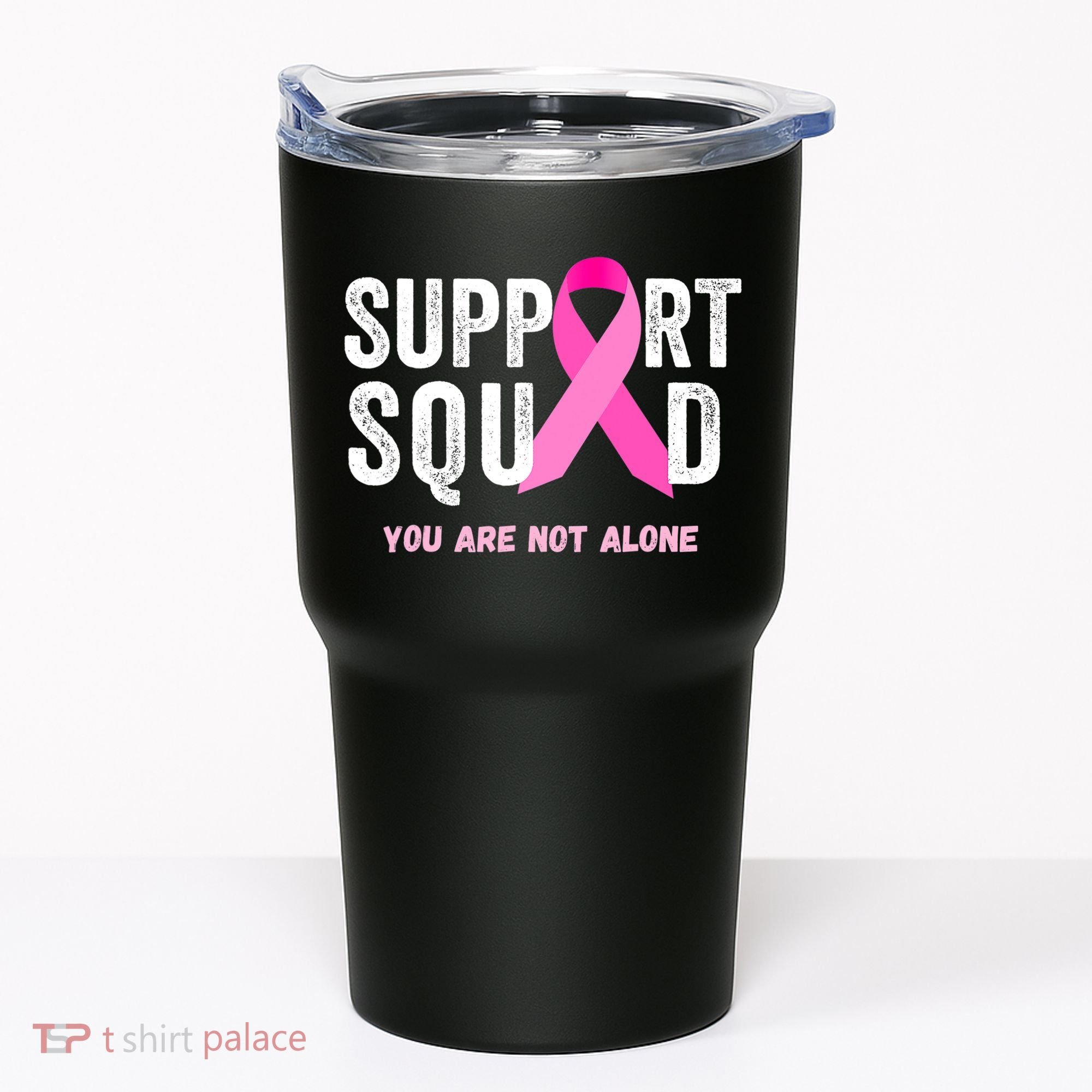 Support Squad Pink Ribbon Breast Cancer Awareness Tumbler