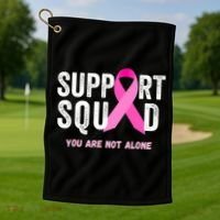 Support Squad Pink Ribbon Breast Cancer Awareness Golf Towel thumb 1