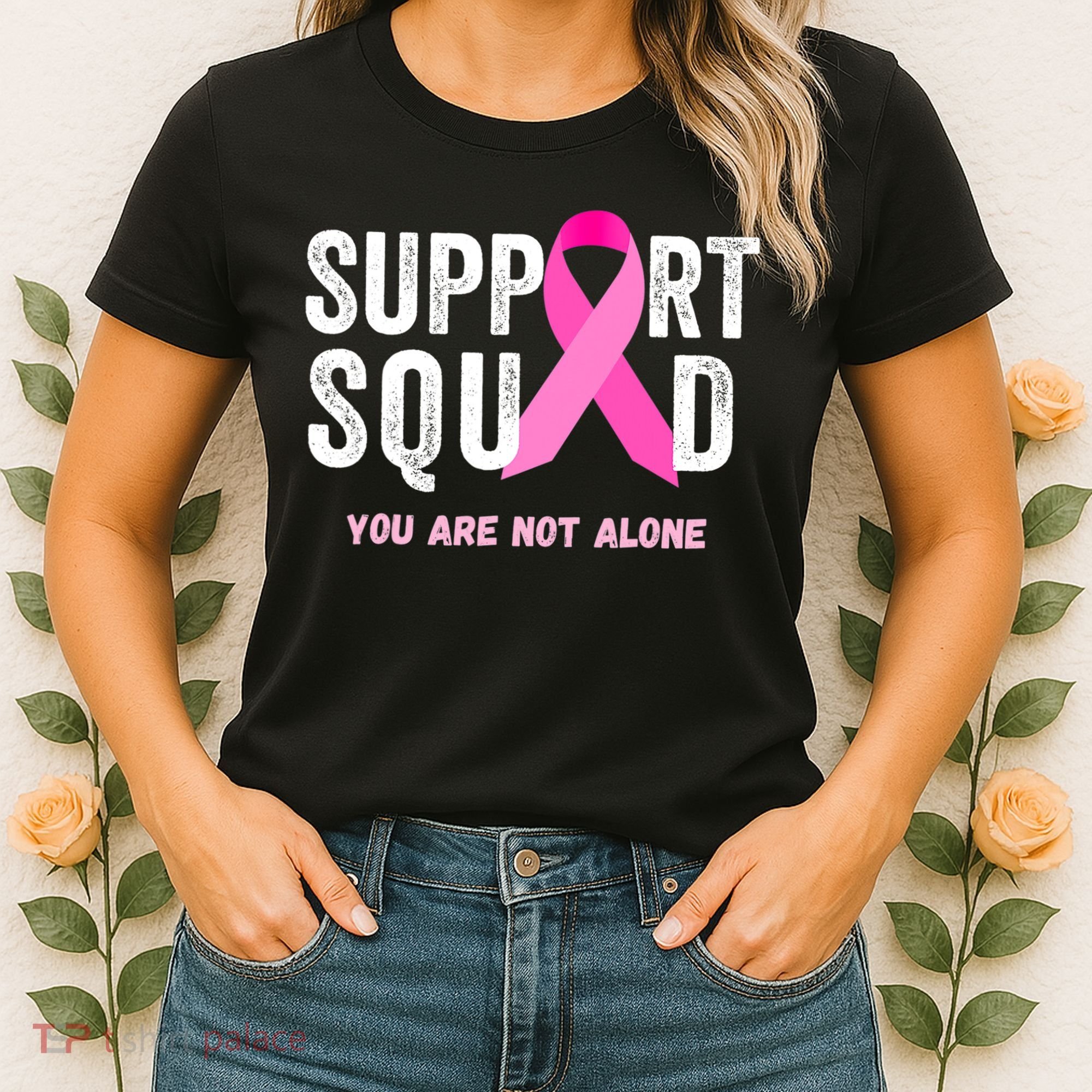 Support Squad Pink Ribbon Breast Cancer Awareness Women's T-Shirt