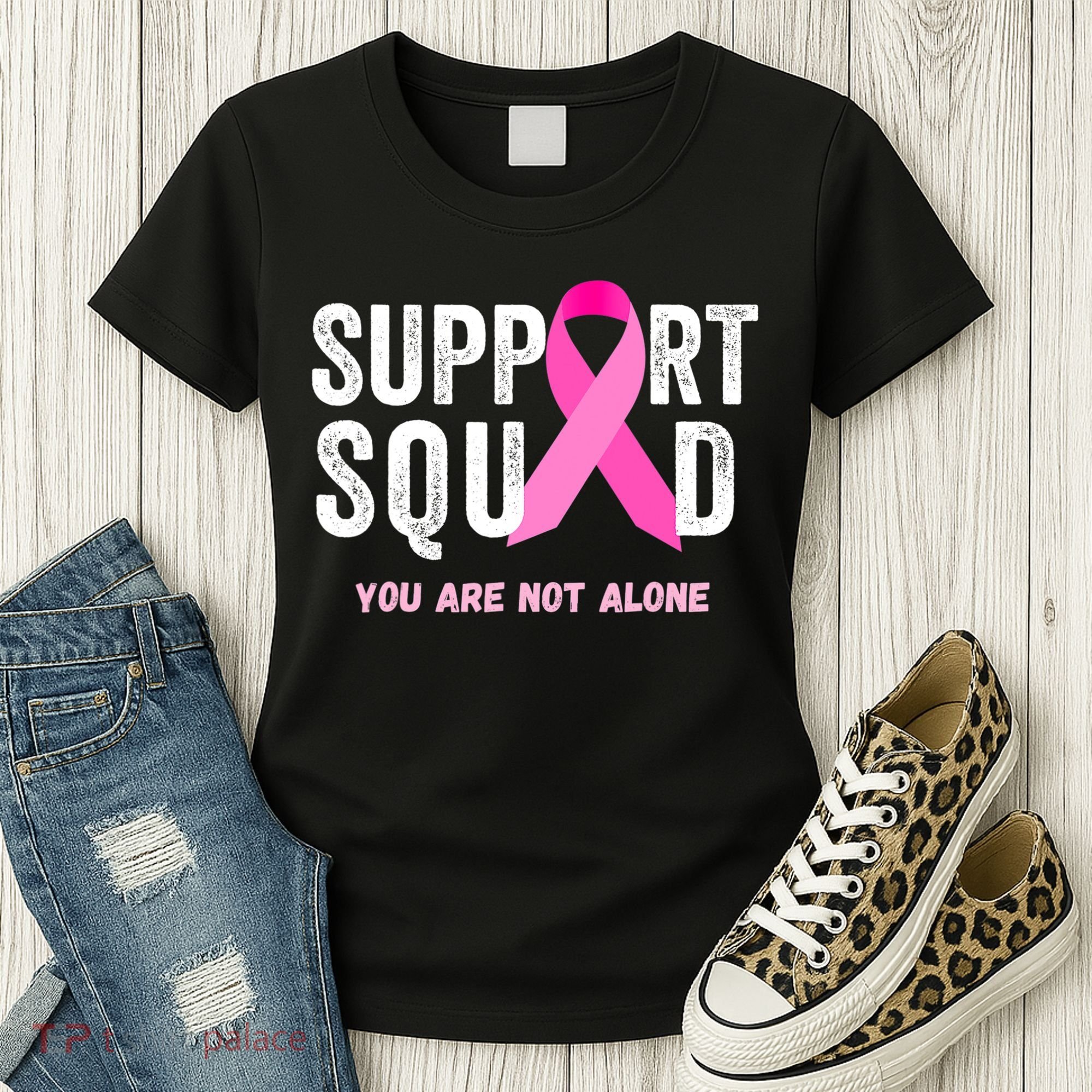 Support Squad Pink Ribbon Breast Cancer Awareness Women's T-Shirt